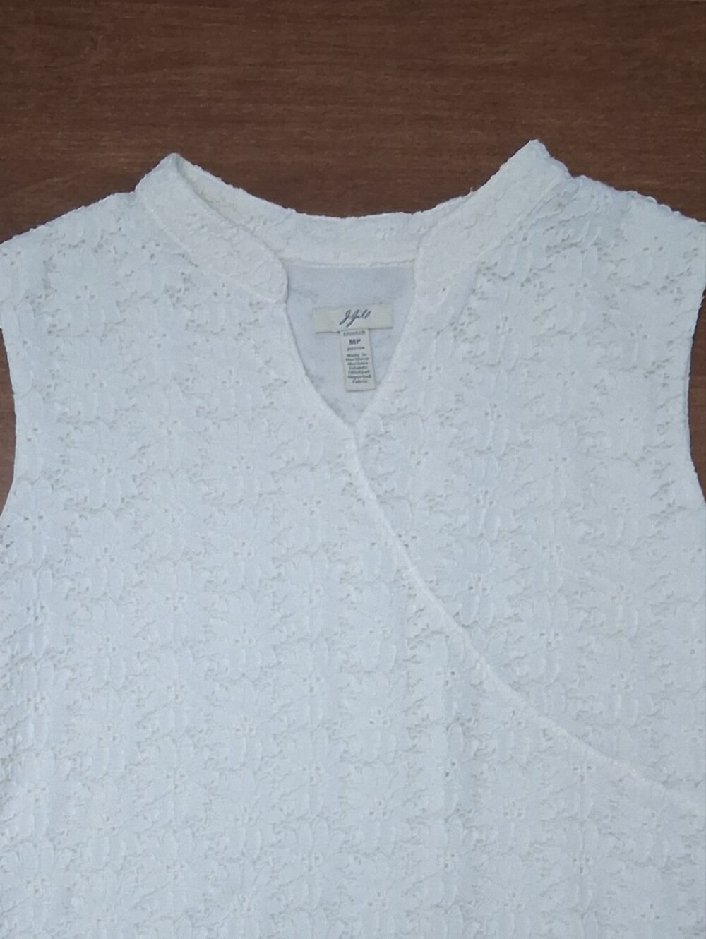 J. Jill White Sleeveless Lace Overlay Tank Petite Medium